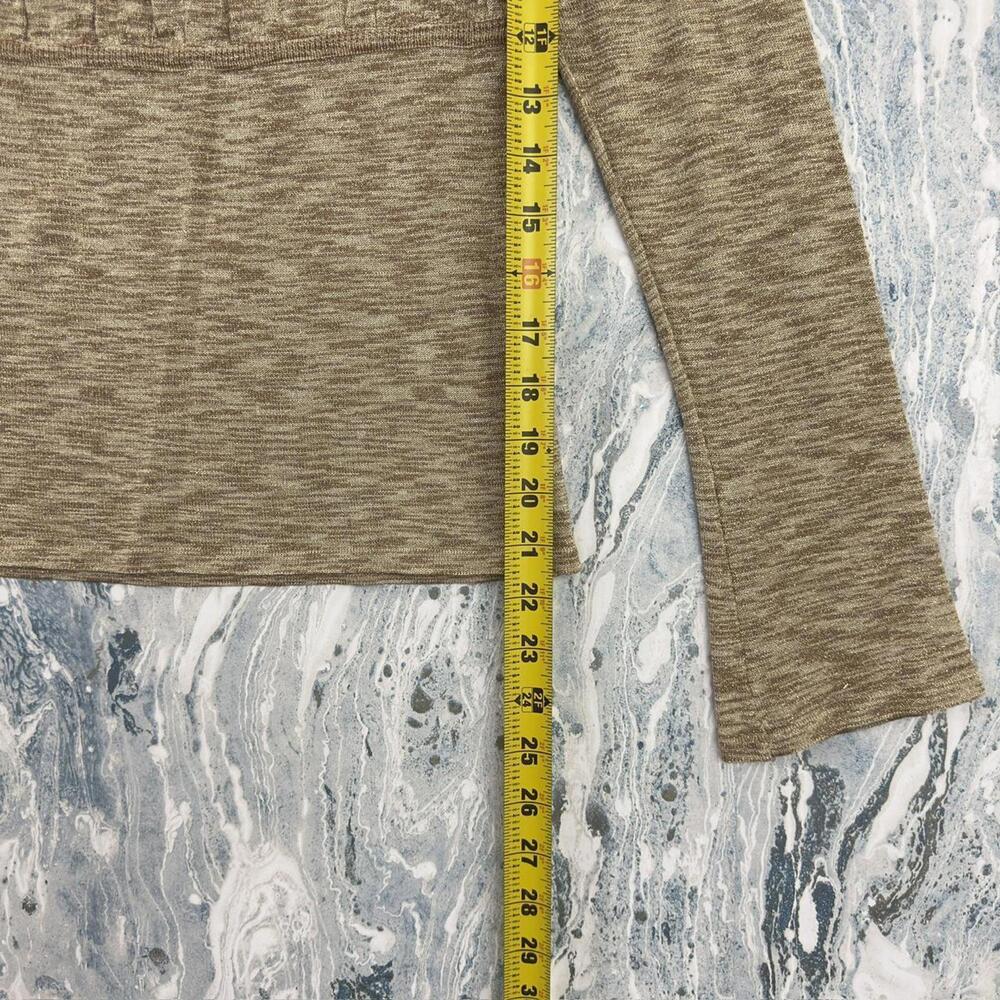 Fairy Boho Cottage Preppy Gold Tan Ribbed Long Sleeve Top (S) - Picture 5 of 7